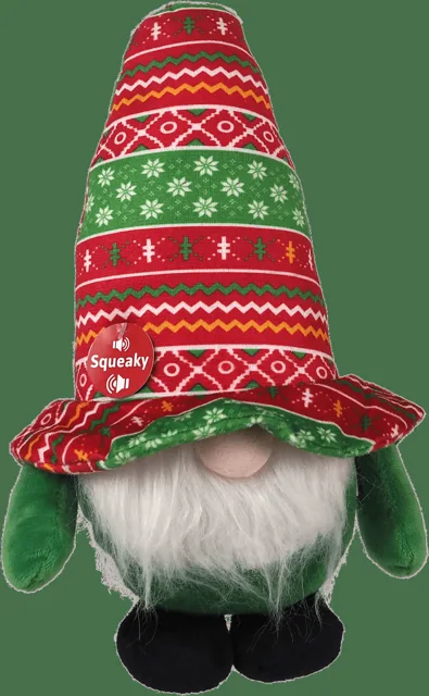 Hračka Dog Fantasy Winter Tale trpaslík pískací zeleno-červený 30cm