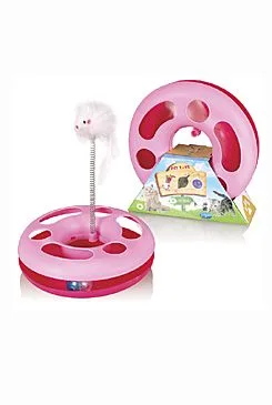 Hračka kočka Speedy Ball s myší na pružině