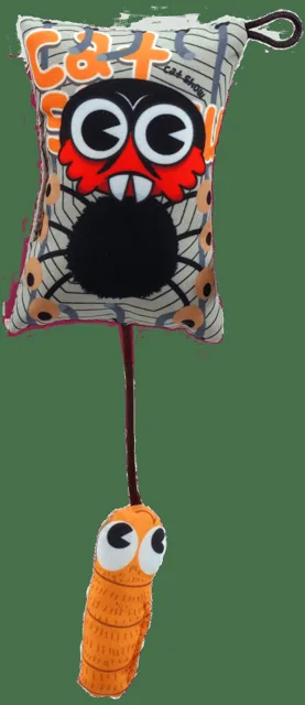Hračka Let´s Play polštářek motiv pavouk s catnip 9cm