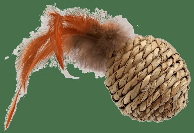 Hračka Magic Cat míček mořská tráva s pírky 9cm