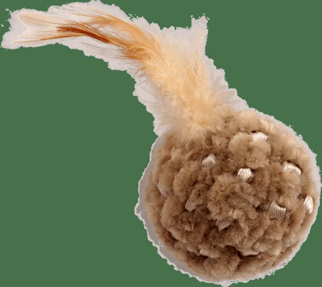 Hračka Magic Cat míček žinylkový s pírky a catnip 14cm