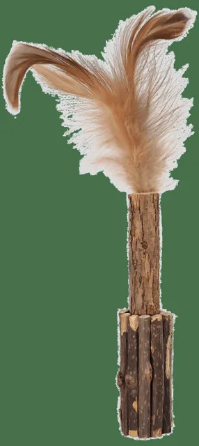 Hračka Magic Cat Natural Fun dřívko s přírodními pírky 15cm