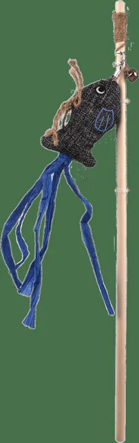 Hračka Magic Cat Natural Fun šidítko ryba s rolničkou a šantou kočičí šedá 40cm