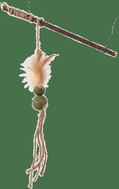 Hračka Magic Cat Natural Fun šidítko s přírodními pírky a provázky 25cm