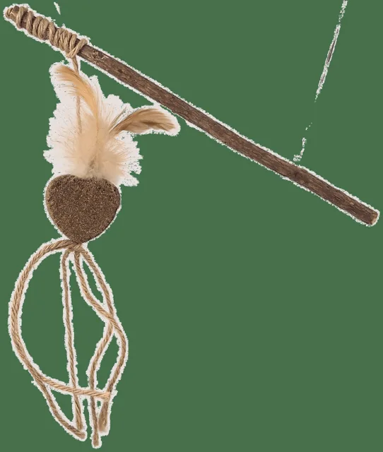Hračka Magic Cat Natural Fun šidítko srdce s přírodními pírky a provázky 25cm