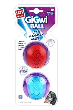 Hračka pes Gigwi Ball míček M 2ks karta pískající