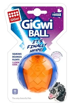 Hračka pes Gigwi Ball míček M transparentní modrooranžový