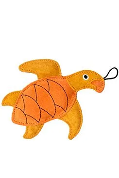 Hračka pes Leather Turtle kůže oranžová 21cm Kiwi