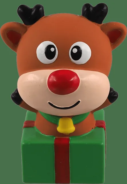 Hračka pro psy Dog Fantasy Winter Tale sob s dárečkem latexový pískací 12 cm