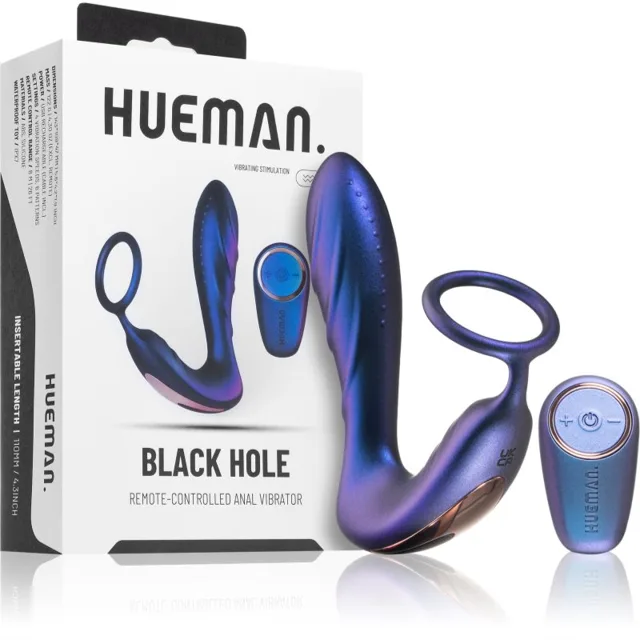 HUEMAN Black Hole 2 in 1 anální kolík s dálkovým ovládáním 14.3 cm