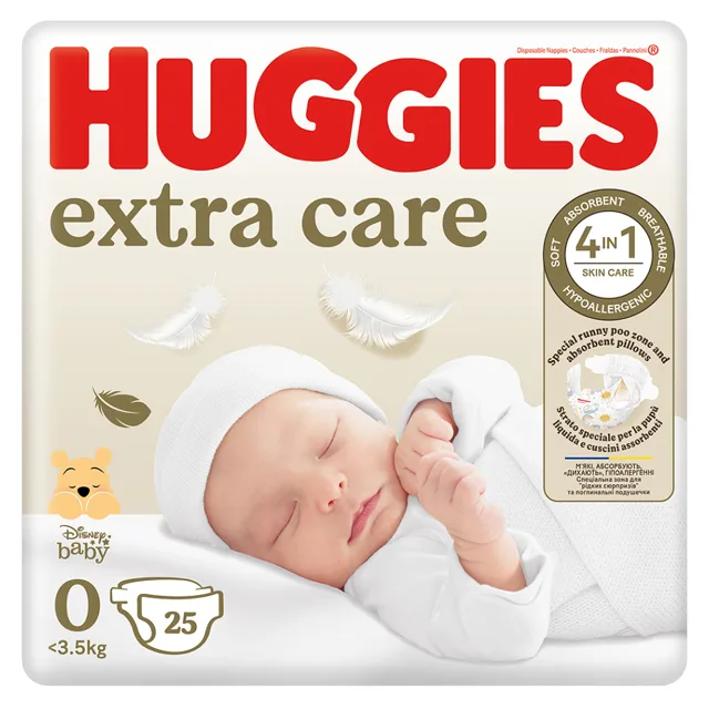 HUGGIES Dětské plenky Extra Care 0 velikost 3,5 kg 25 kusů
