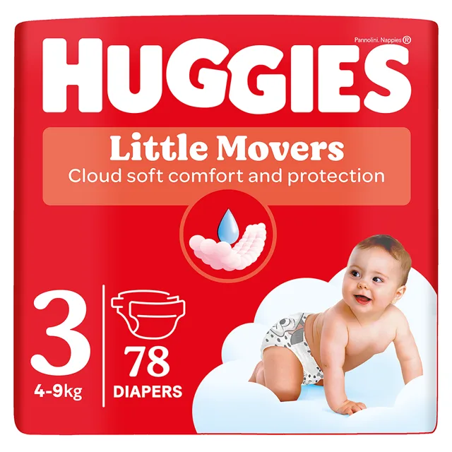 HUGGIES Dětské plenky Little Movers 3 velikost 4-9 kg 78 kusů