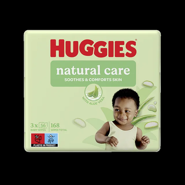 HUGGIES Dětské vhčené ubrousky Natural Aloe Vera Triplo 3x56 kusů