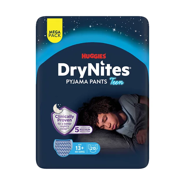 HUGGIES DryNites Natahovací kalhotky pro chlapce 13+ let 48–⁠⁠⁠⁠⁠⁠60 kg 20 ks