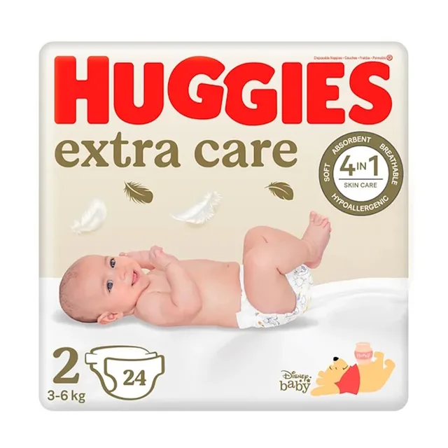 HUGGIES Extra care 2 dětské plenky 3-6 kg 24 kusů