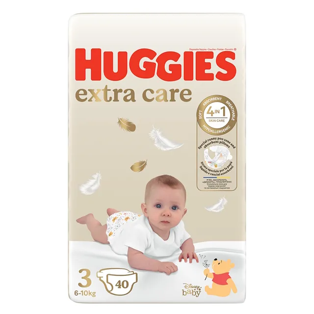 HUGGIES Extra care 3 dětské plenky 6-10 kg 40 kusů