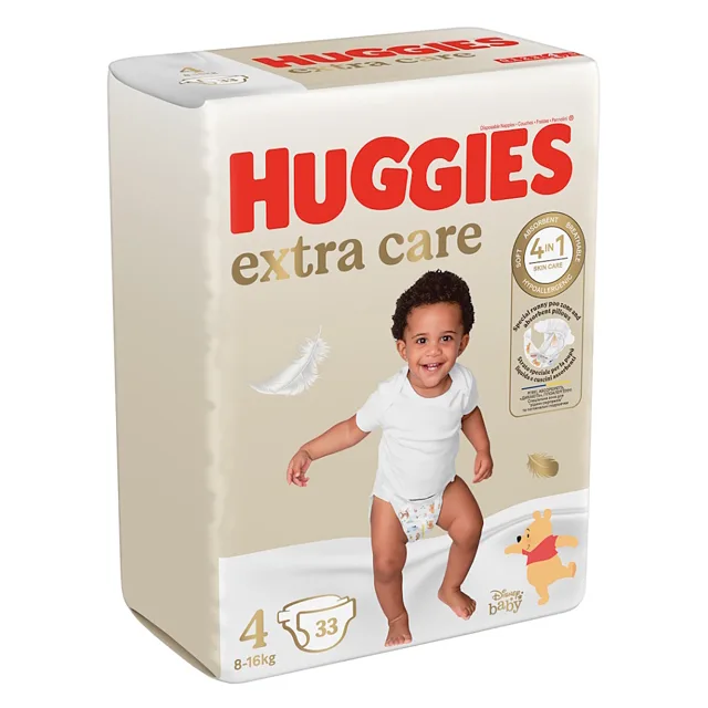 HUGGIES Extra care 4 dětské plenky 8-16 kg 33 kusů