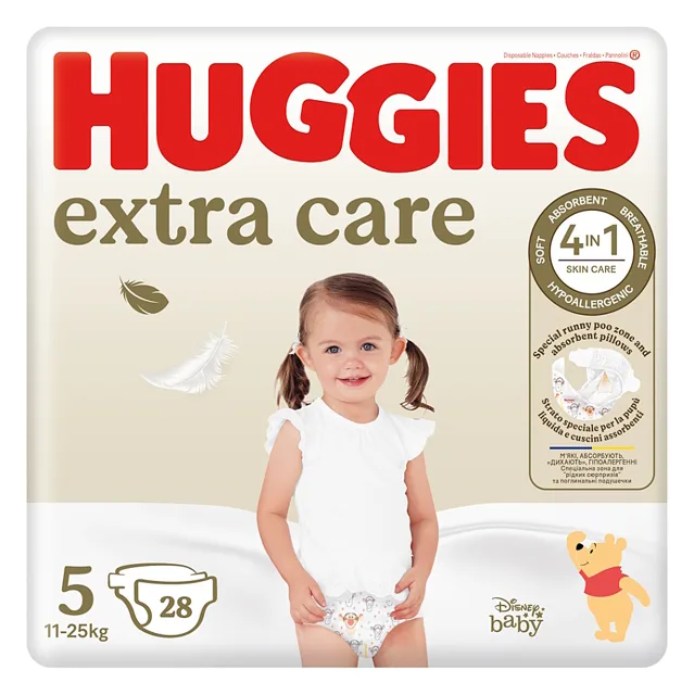 HUGGIES Extra care 5 dětské plenky 11-25 kg 28 kusů