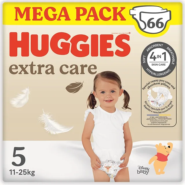 HUGGIES Extra Care 5 plenky box 11-25 kg 66 kusů