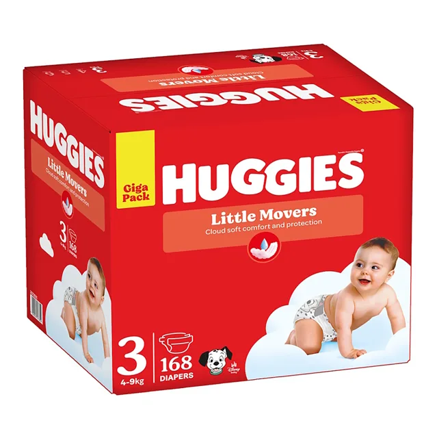 HUGGIES Little movers 3 dětské plenky 4-9 kg 168 plen