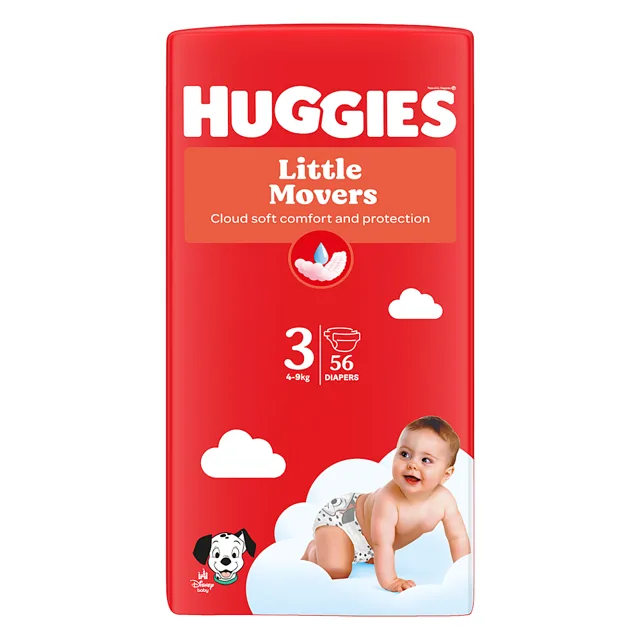 HUGGIES Little movers 3 dětské plenky 4-9 kg 56 kusů