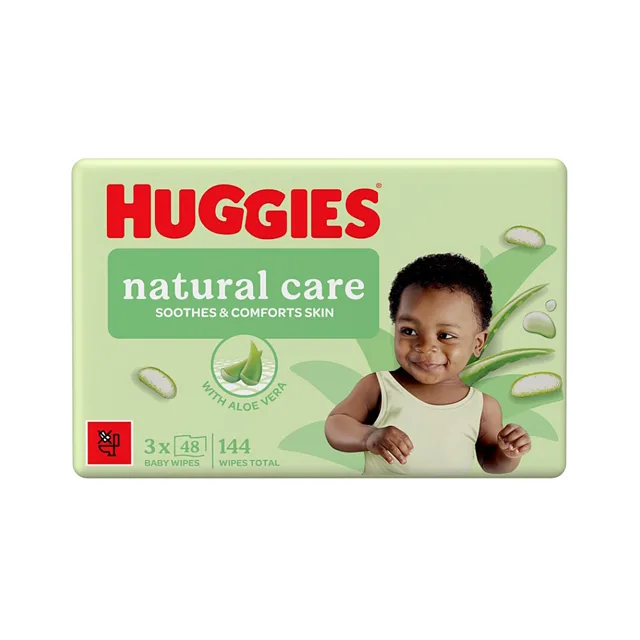 HUGGIES Natural aloe vera vlhčené ubrousky 3 x 48 kusů