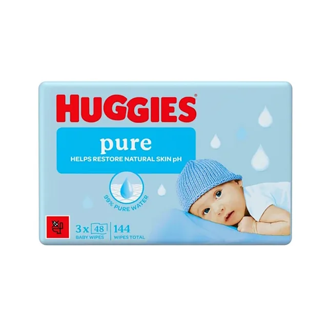 HUGGIES Pure vlhčené ubrousky 3 x 48 kusů