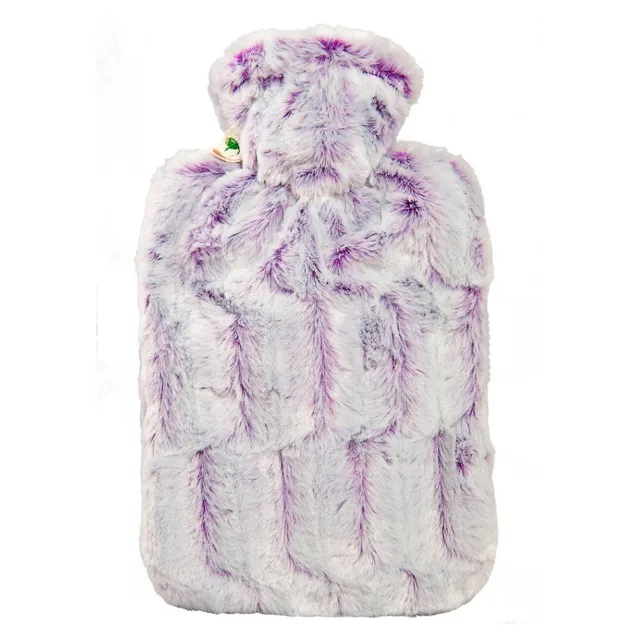 HUGO FROSCH Classic termofor s obalem z umělé kožešiny  s podšívkou fialovo stříbrný 1,8 l