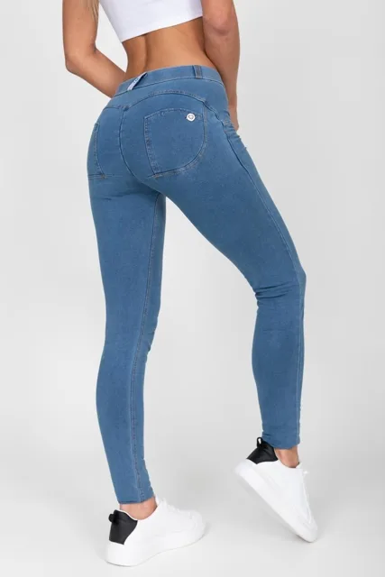Hugz Jeans - Light Blue - Denim - Mid Waist, L, modrá
