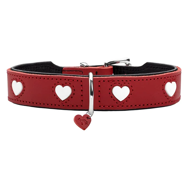 HUNTER obojek Love, červený - vel. 55: obvod krku 41 - 49 cm