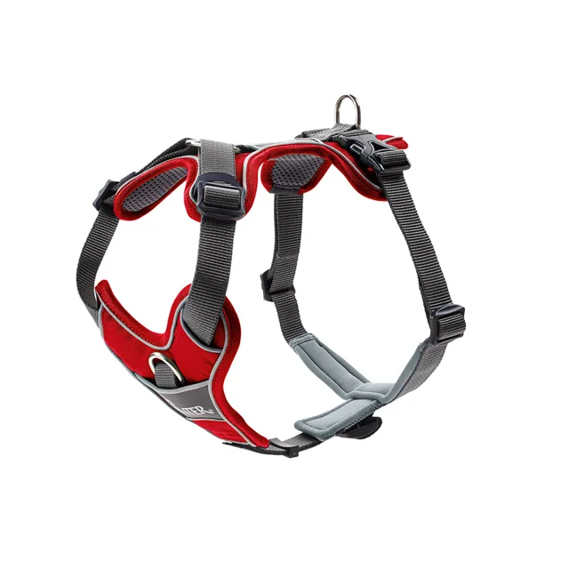 HUNTER postroj Divo, červený/šedý - velikost S-M: obvod břicha 52-68 cm