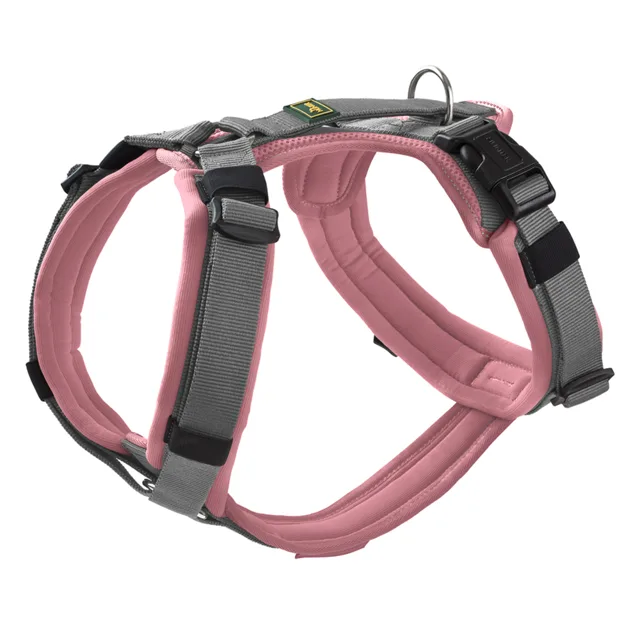 HUNTER postroj Maldon - tmavě růžový/šedý - velikost S-M: 47 - 69 cm obvod hrudníku, Š 20 mm