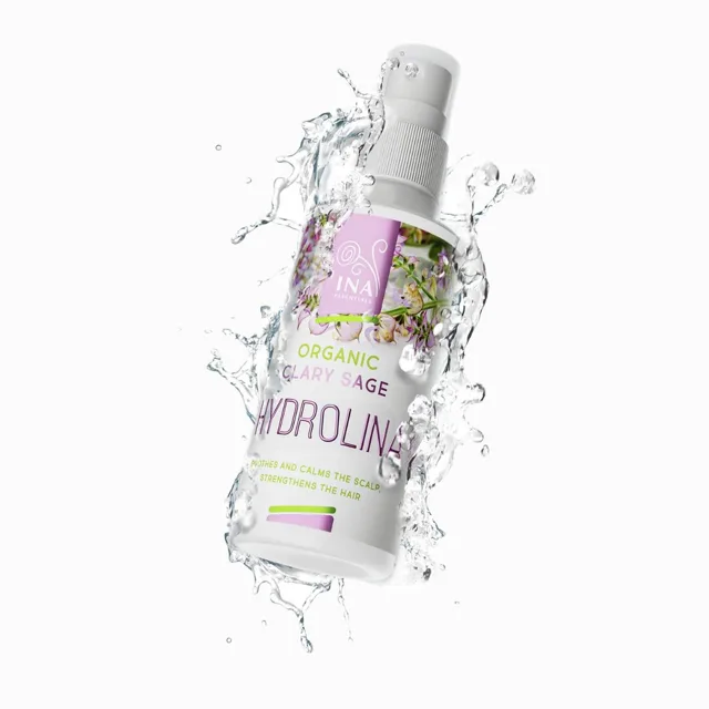 HYDROLINA – organická šalvějová voda proti lupům a svědění pokožky hlavy – 150 ml – INA Essentials