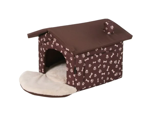 I love pets Bouda pro psa s potiskem tlapek Barva: Hnědá, Rozměr (cm): 44 x 41