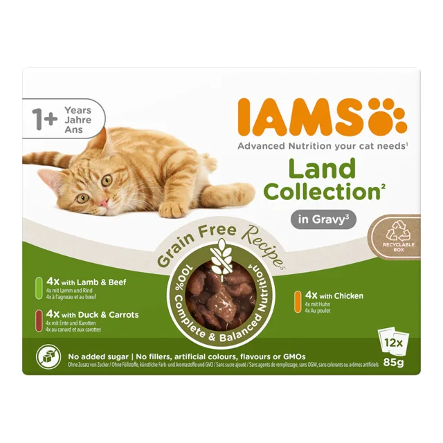 IAMS Advanced Nutrition Grain Free Land Collection in Sauce - 12 × 85 g
