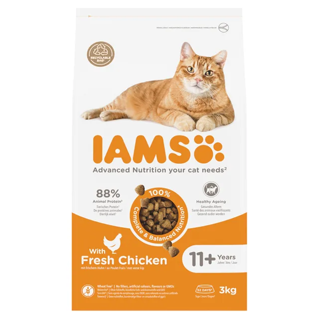 IAMS Advanced Nutrition Senior Cat 11+ s kuřecím - 3 kg