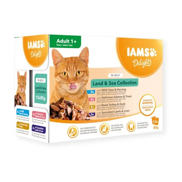 IAMS Cat Delights Adult All Breeds Land&amp;Sea In Jelly Pouch 12 X 85 g
