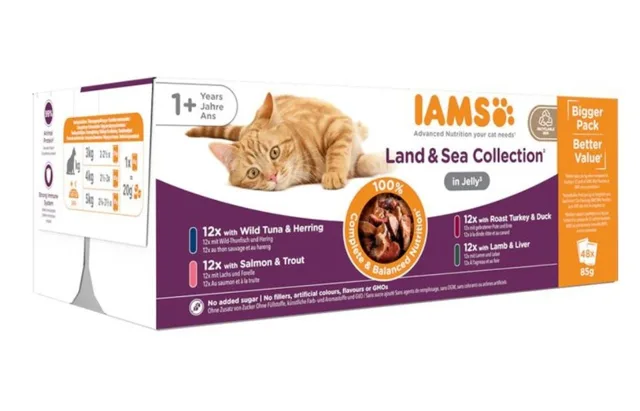 IAMS Cat Delights Adult All Breeds Land&amp;Sea In Jelly Pouch 48 x 85 g