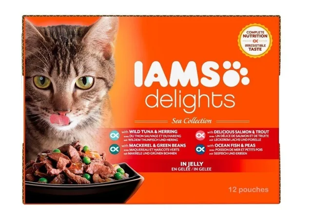 IAMS Cat Delights Adult All Breeds Ocean Fish In Jelly Pouch 12 X 85 g