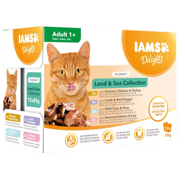 IAMS Delights Adult All Breeds Land&amp;Sea In Gravy 12X85 g
