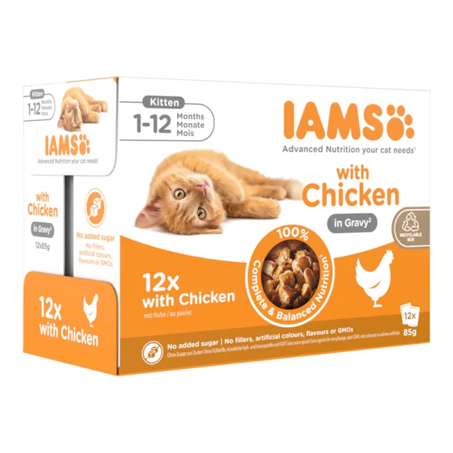 IAMS Delights Kitten kuřecí v omáčce - 12 kapsiček (12 x 85 g)