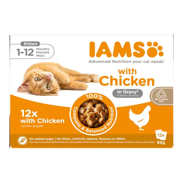 IAMS Delights Kitten kuřecí v omáčce - výhodné balení: 24 kapsiček (24 x 85 g)