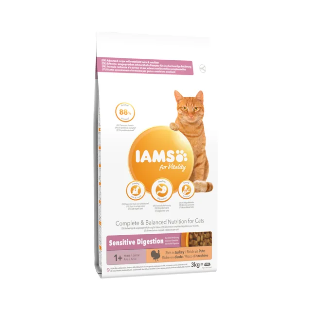 IAMS for Vitality Sensitive Digestion Adult & Senior s krůtou - 2 x 3 kg