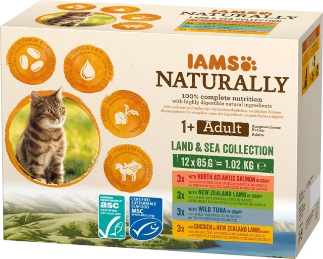 IAMS Naturally Adult Land&amp;sea collection 12 x 85 g