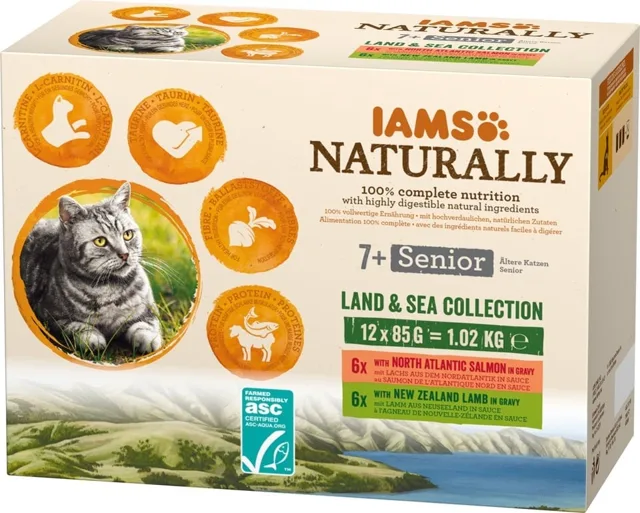 IAMS Naturally Cat Land &amp; sea collection 12 x 85 g