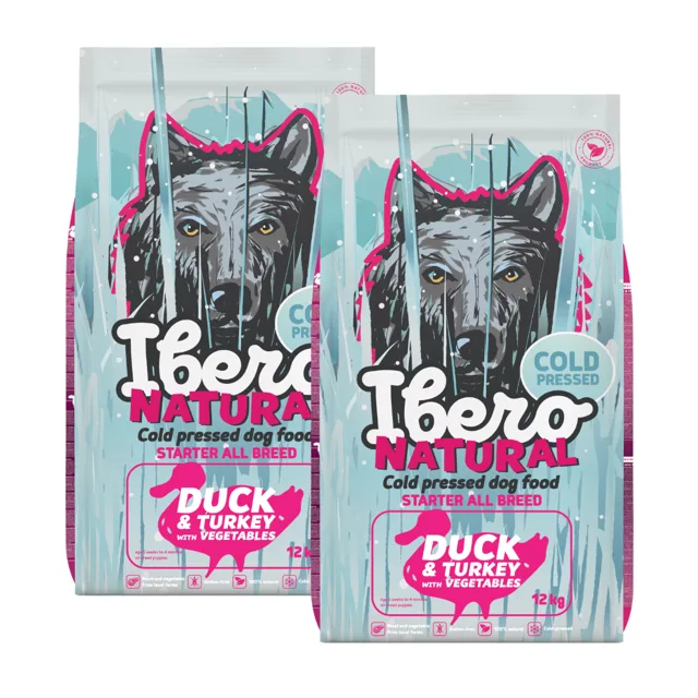 Ibero Cold Press Dog All Breed Starter Duck&amp;Turkey - 2x12kg