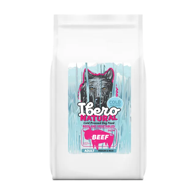 Ibero Cold Press Dog Medium &amp; Maxi Adult Beef - 12 + 3kg GRATIS
