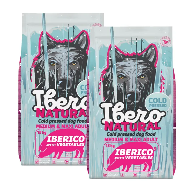 Ibero Cold Press Dog Medium &amp; Maxi Adult Iberico - 2x12kg