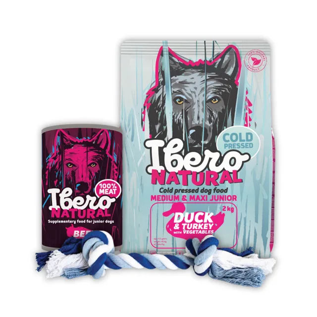 Ibero Cold Pressed Startovací balíček pro štěňata - M/L Junior CP Duck