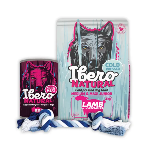 Ibero Cold Pressed Startovací balíček pro štěňata - M/L Junior CP Lamb